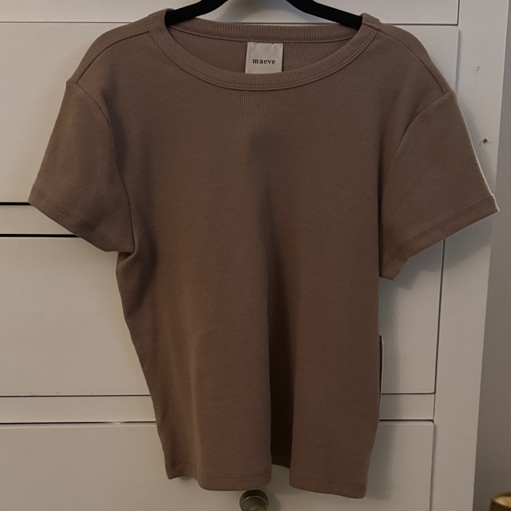 Maeve Taupe Short-Sleeve Top